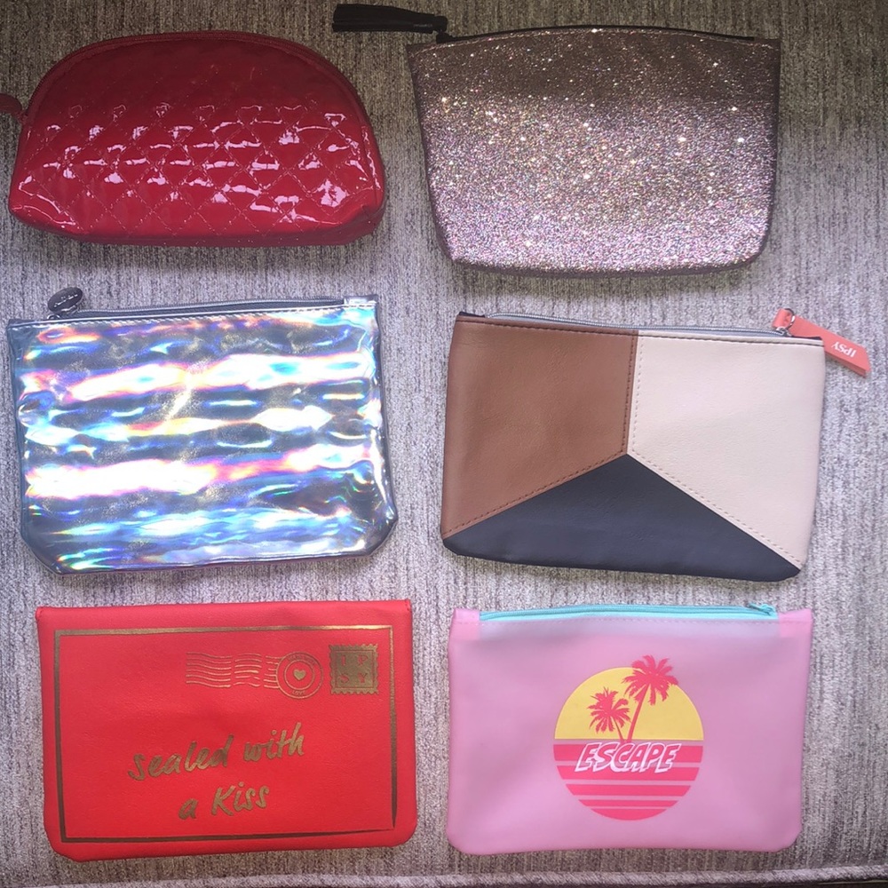 Six Ipsy Bags - Glitter, Quilted, Envelope, Etc.